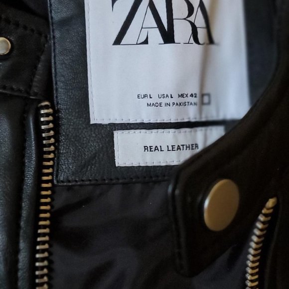 Zara - Leather Biker Jacket -Black Men's Large - Picture 3 of 5